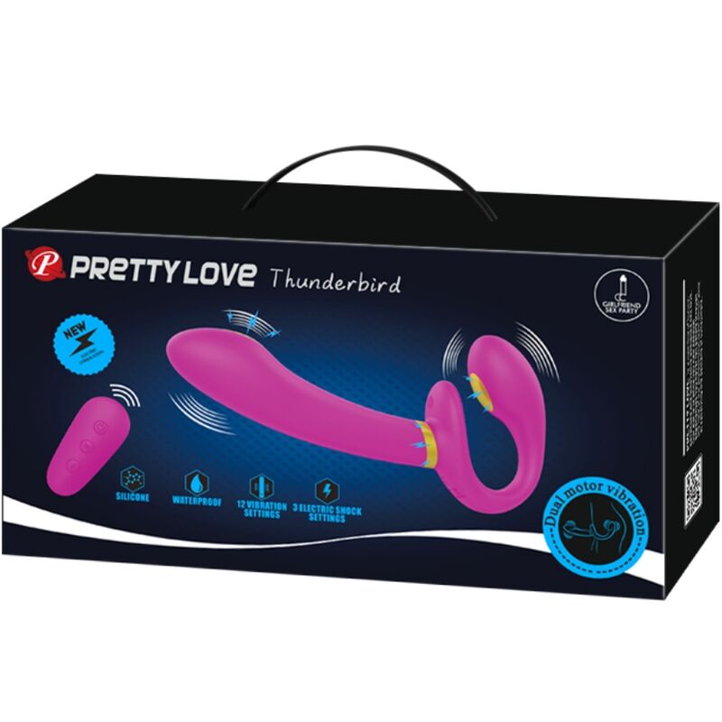 PRETTY LOVE - THUNDERBIRD DOUBLE STRAP - ON VIBRATOR REMOTE CONTROL PURPLE - Toys "n" Us