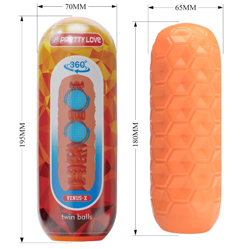 PRETTY LOVE - TWIN BALLS MALE MASTURBATOR ORANGE - Toys "n" Us