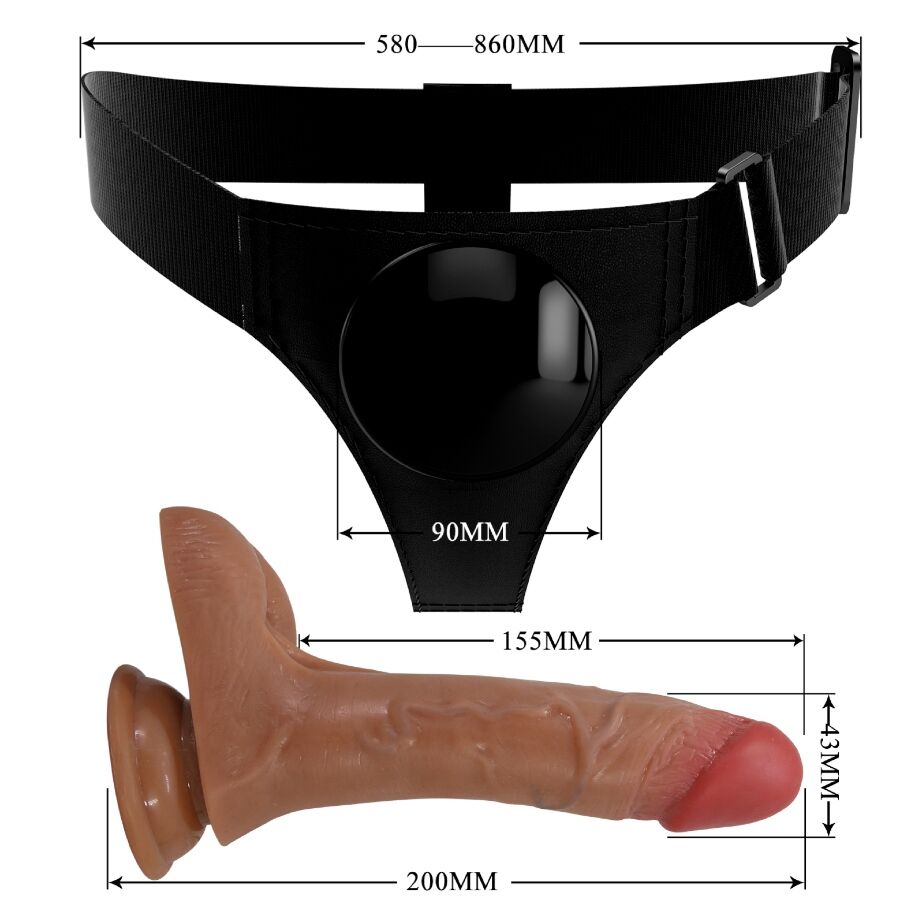 PRETTY LOVE - UNIVERSAL HARNESS BRIEFS WITH VIBRATING AND SQUIRTING DILDO 15.5 CM MULATO - Toys "n" Us