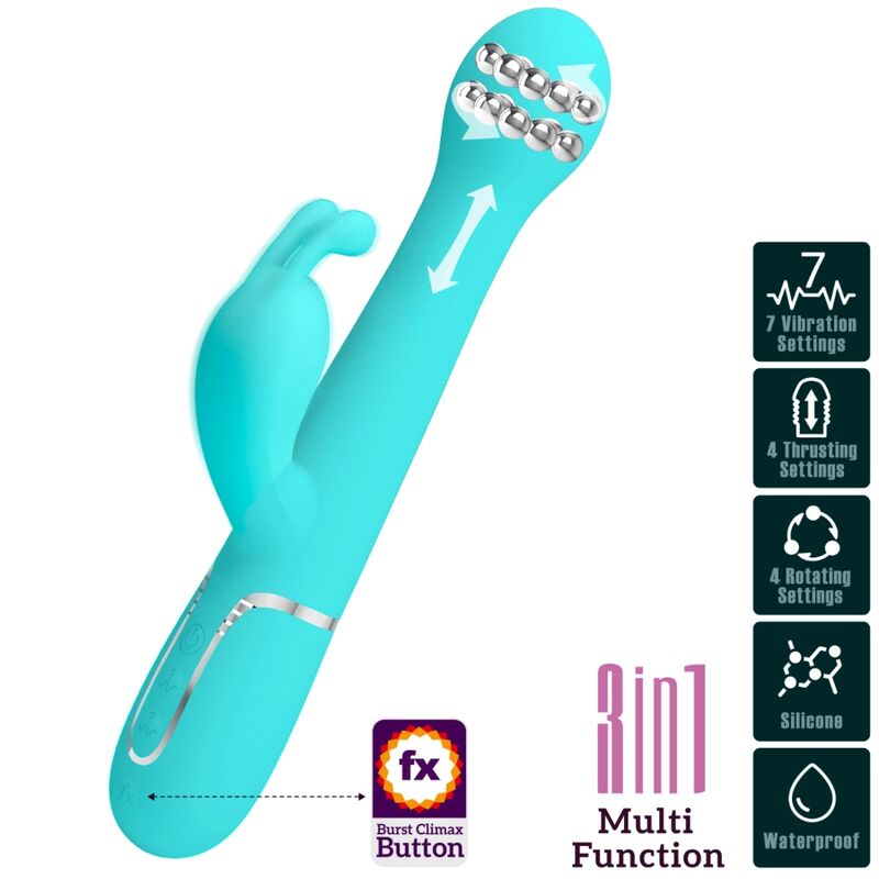 PRETTY LOVE - VIBRADOR COELHO DEJON 3 EM 1 MULTIFUNO AQUA VERDE - Toys "n" Us