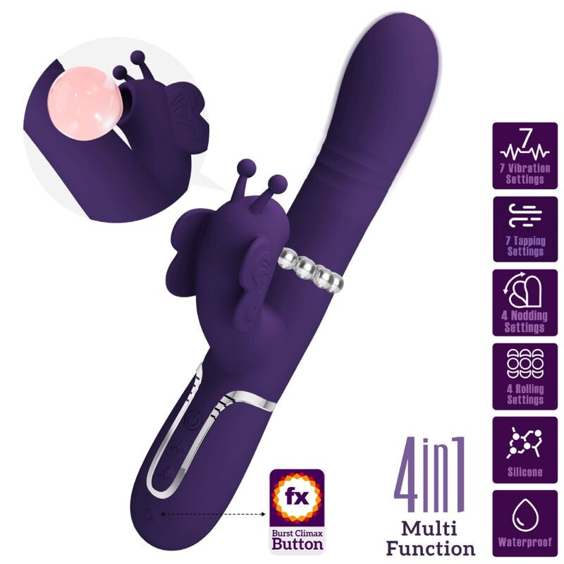 PRETTY LOVE - VIBRADOR COELHO MULTIFUNÇÕES 4 EM 1 BORBOLETA ROXO - Toys "n" Us