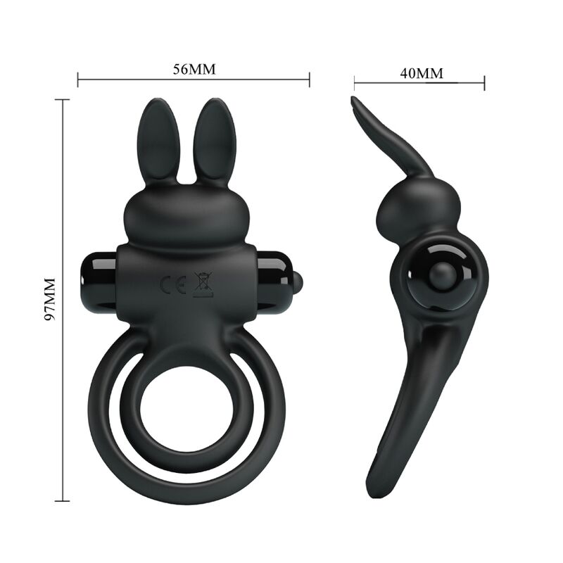 PRETTY LOVE - VIBRADOR III ANEL DE COELHO PARA PÊNIS PRETO - Toys "n" Us