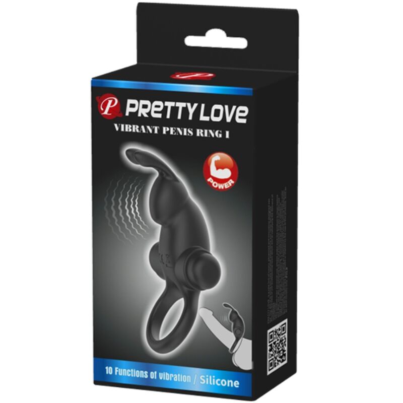 PRETTY LOVE - VIBRATING RING + RABBIT CLITORIS STIMULATOR 10 VIBRATIONS BLACK - Toys "n" Us