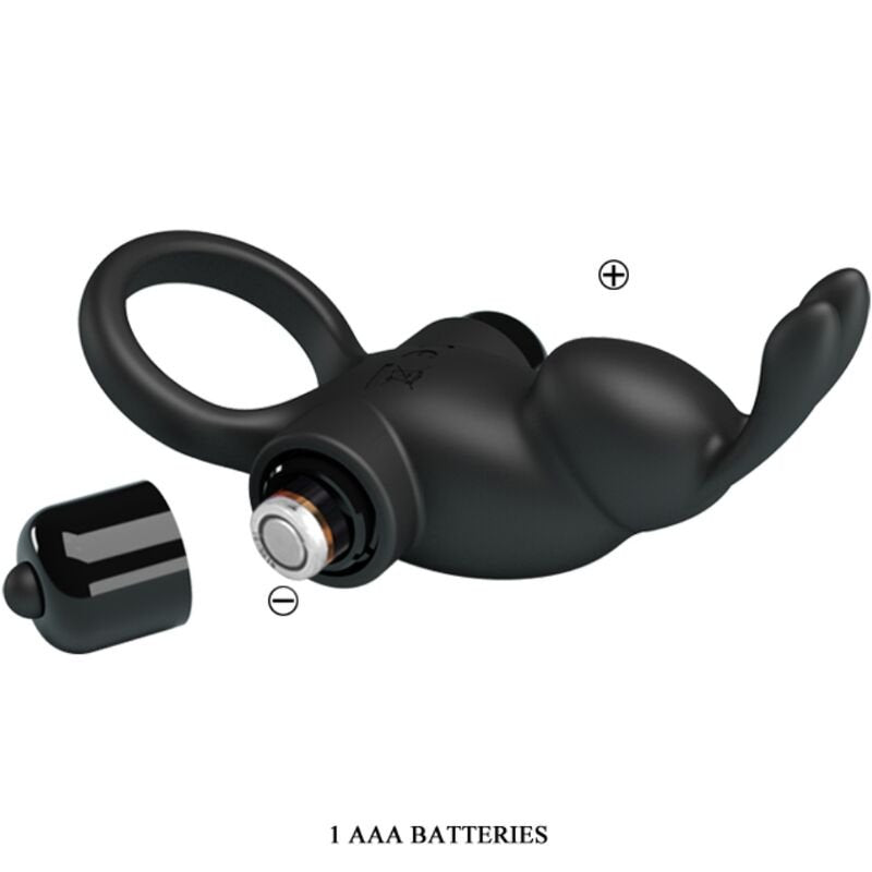 PRETTY LOVE - VIBRATING RING + RABBIT CLITORIS STIMULATOR 10 VIBRATIONS BLACK - Toys "n" Us