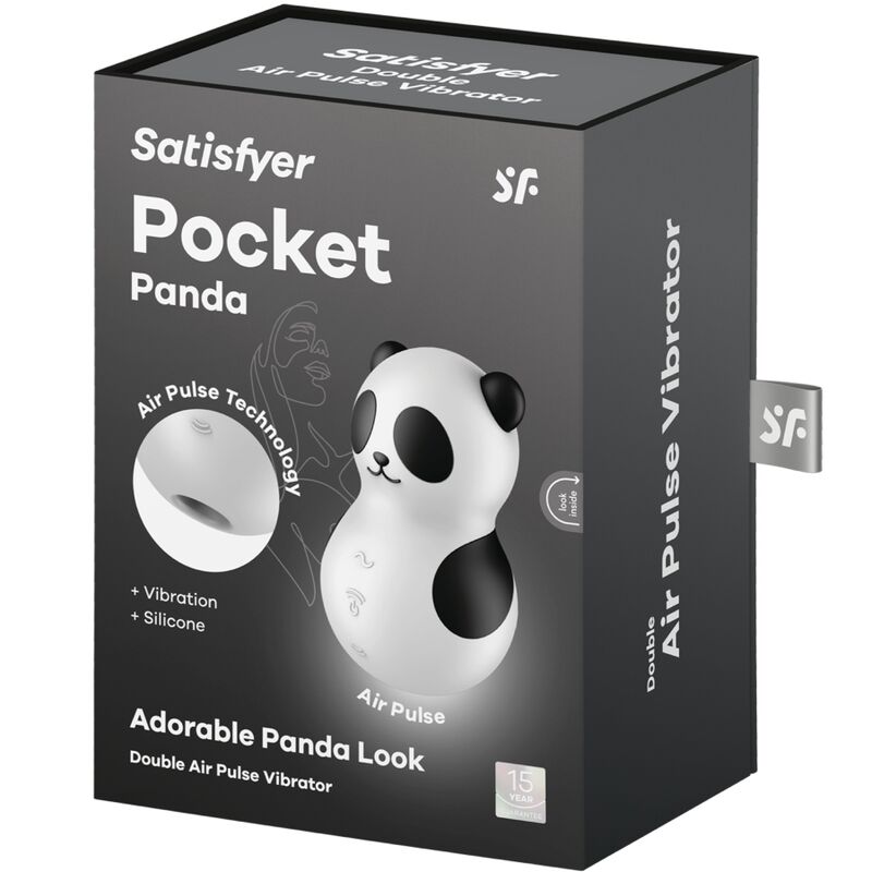 SATISFYER - POCKET PANDA STIMULATOR & VIBRATOR BLACK AND WHITE - Toys "n" Us