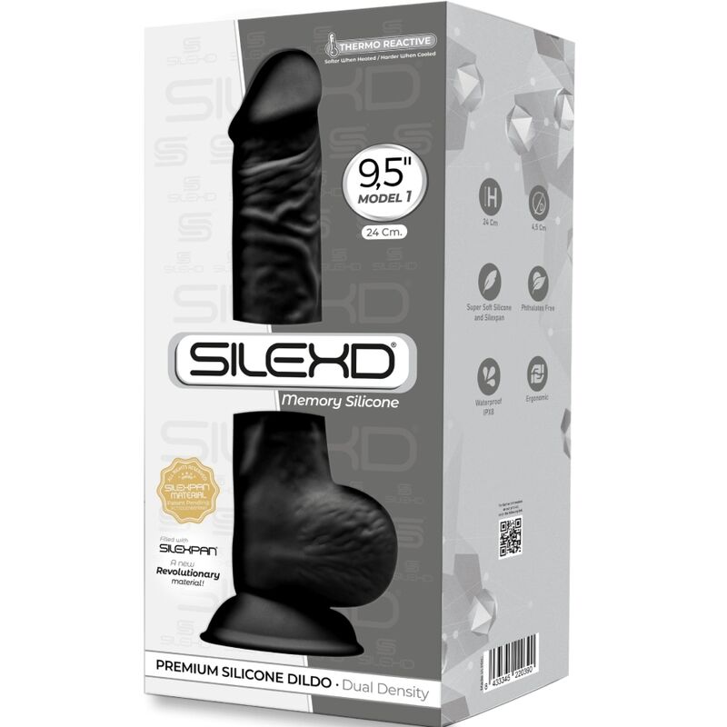 SILEXD - MODELO 1 PÊNIS REALÍSTICO PREMIUM SILEXPAN SILICONE PRETO 24 CM - Toys "n" Us