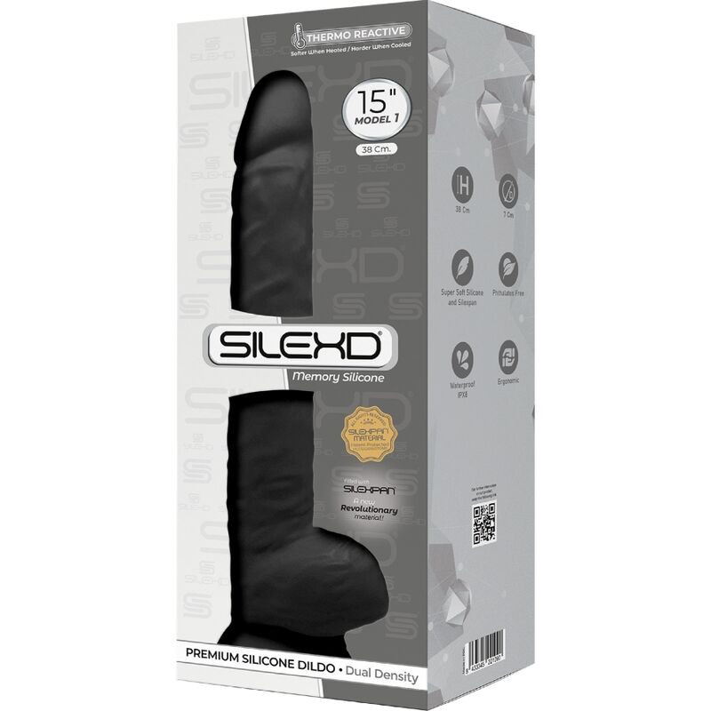 SILEXD - MODELO 1 PÊNIS REALÍSTICO PREMIUM SILEXPAN SILICONE PRETO 38 CM - Toys "n" Us