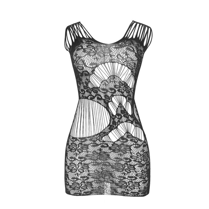 SUBBLIME - 951771 LONG DRESS WITH OPEN BACK WITH FISHNET BLACK ONE SIZE - Toys "n" Us