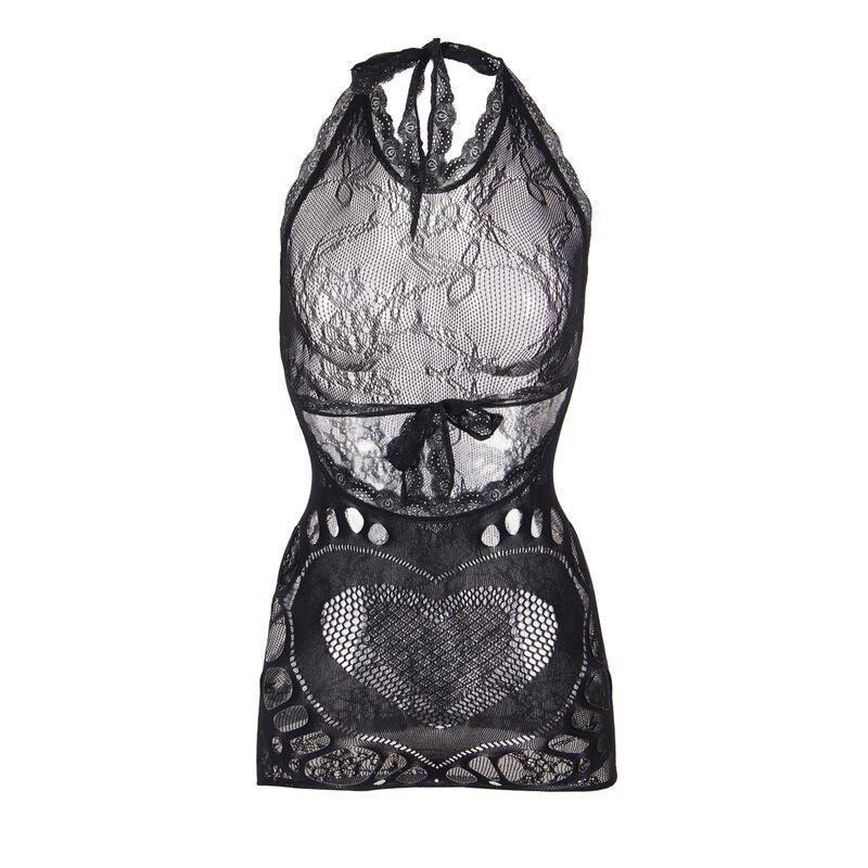 SUBBLIME - 952075 SHORT FISHNET DRESS WITH BACK BACK AND HEART DETAIL BLACK ONE SIZE - Toys "n" Us