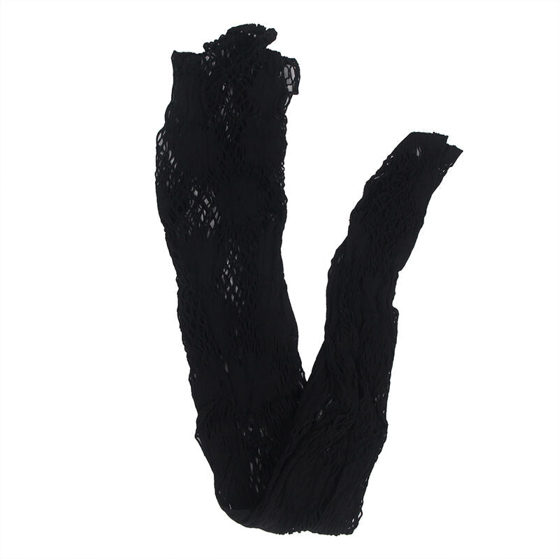 SUBBLIME - 952129 FISHNET BODYSTOCKING WITH DRESS DESIGN AND FLORAL DETAILS BLACK ONE SIZE - Toys "n" Us