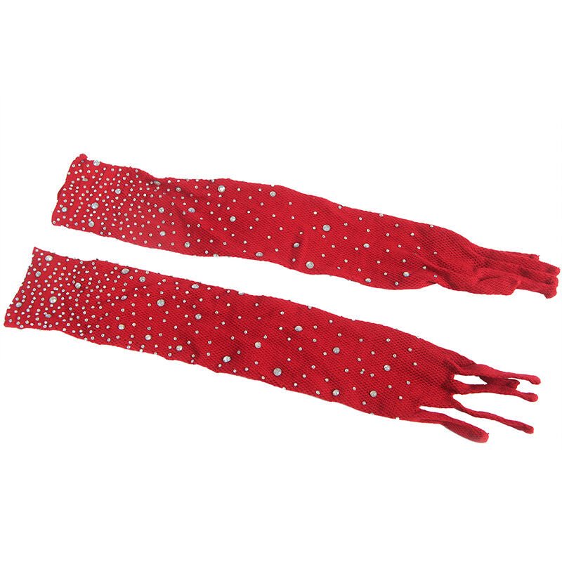 SUBBLIME - 952181 FISHNET BODYSTOCKING WITH GLOVES AND DIAMONDS RED ONE SIZE - Toys "n" Us