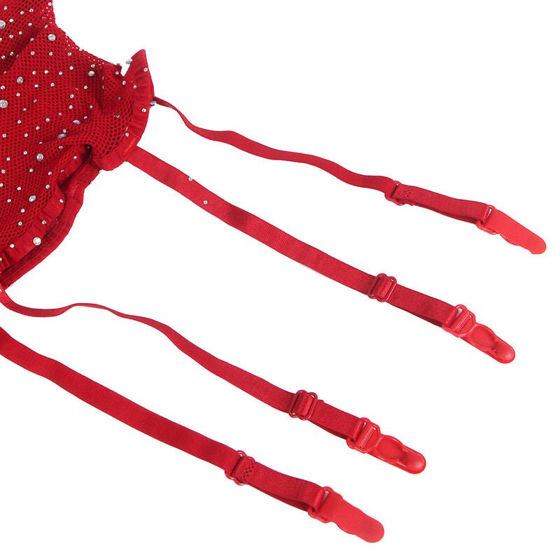 SUBBLIME - 952181 FISHNET BODYSTOCKING WITH GLOVES AND DIAMONDS RED ONE SIZE - Toys "n" Us