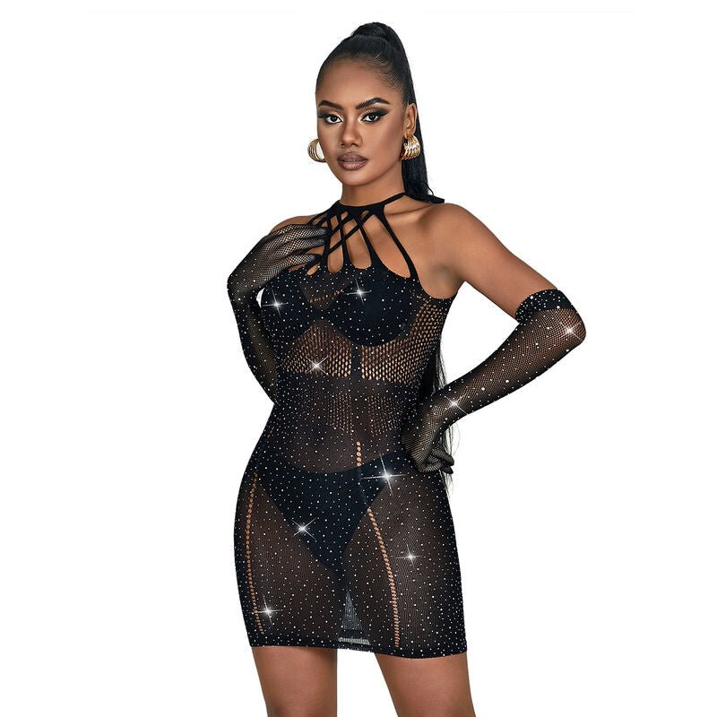 SUBBLIME - 952235 FISHNET DRESS WITH RHINESTONES BLACK ONE SIZE - Toys "n" Us