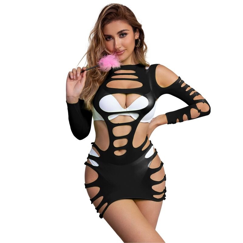 SUBBLIME - 952266 LONG SLEEVE ELASTIC FISHNET DRESS BLACK ONE SIZE - Toys "n" Us