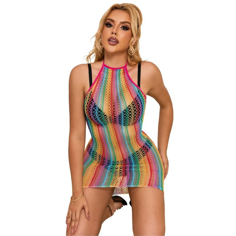 SUBBLIME - 952341 RAINBOW FISHNET DRESS ONE SIZE - Toys "n" Us