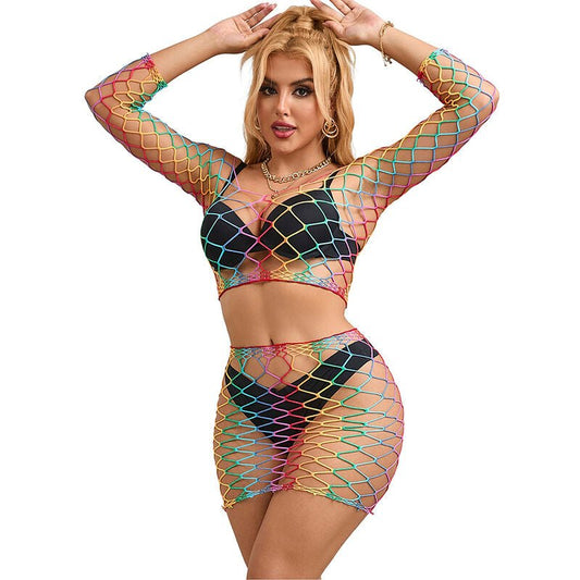 SUBBLIME - 952440 2 - PIECE FISHNET SET LONG SLEEVE RAINBOW ONE SIZE - Toys "n" Us