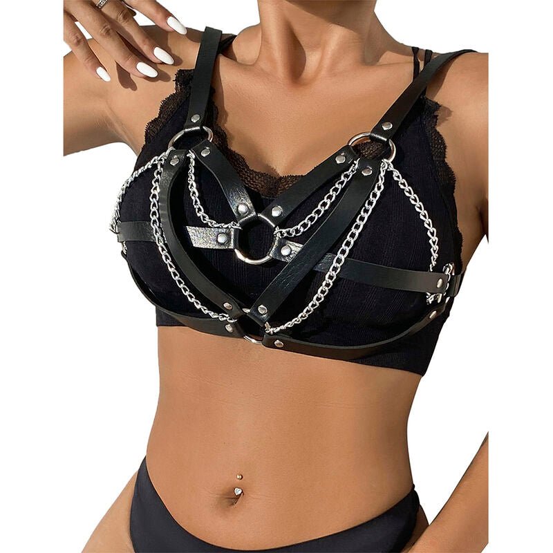 SUBBLIME - 953713 PUNK BONDAGE BELT METAL BUCKLE BLACK ONE SIZE - Toys "n" Us