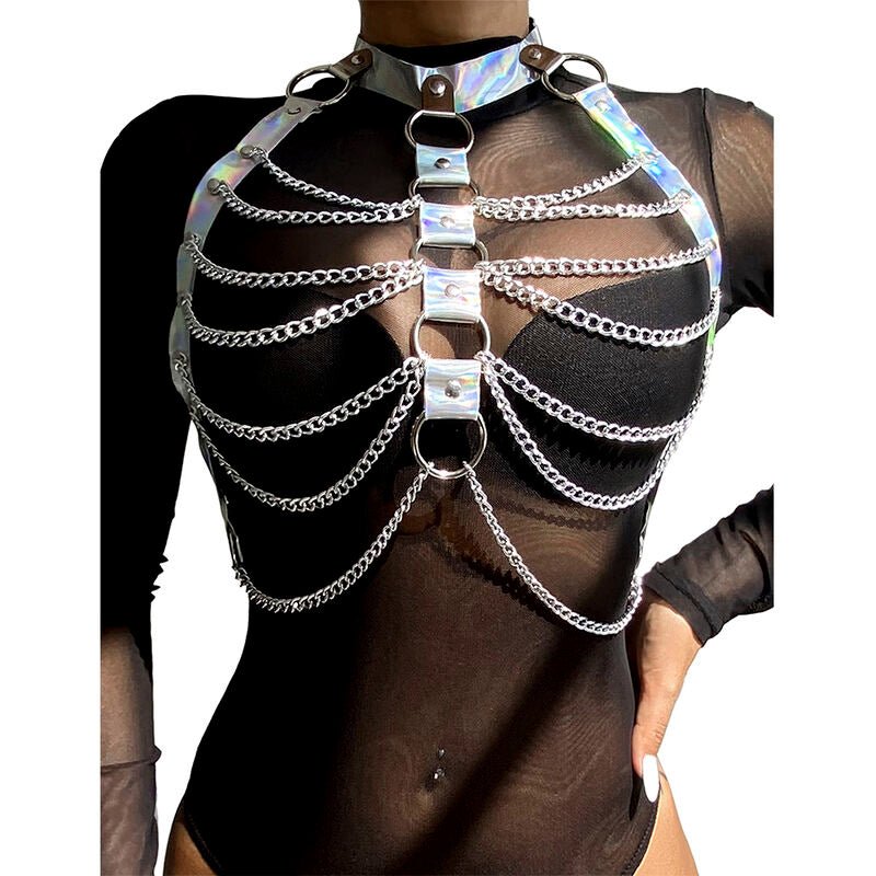 SUBBLIME - 953737 CHEST HARNESS WITH RINGS AND CHAINS SILVER ONE SIZE - Toys "n" Us