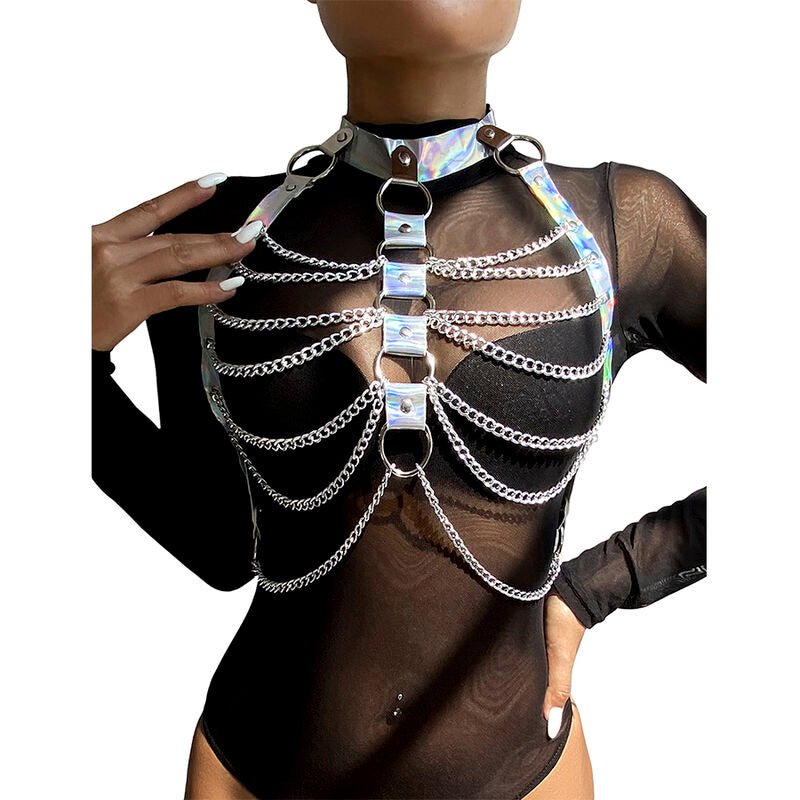 SUBBLIME - 953737 CHEST HARNESS WITH RINGS AND CHAINS SILVER ONE SIZE - Toys "n" Us