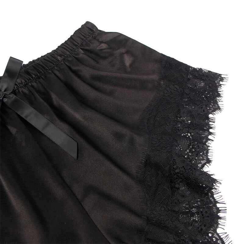 SUBBLIME - 953942 CASUAL SILK NIGHTGOWN + LACE PANTS BLACK L/XL - Toys "n" Us