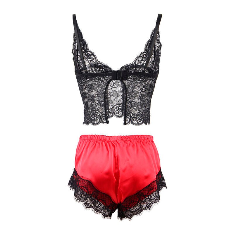 SUBBLIME - 953966 CASUAL SILK NIGHTGOWN + LACE PANTS BLACK/RED L/XL - Toys "n" Us