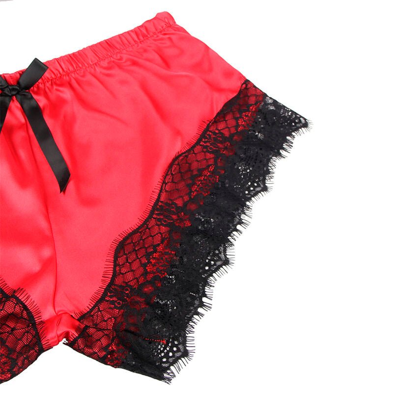 SUBBLIME - 953966 CASUAL SILK NIGHTGOWN + LACE PANTS BLACK/RED L/XL - Toys "n" Us