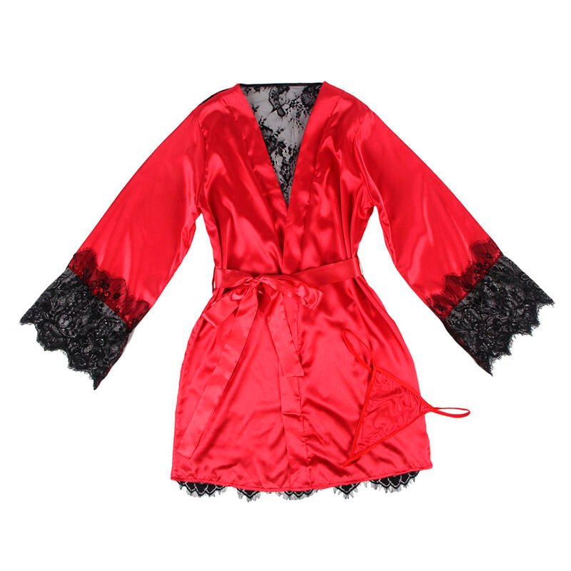 SUBBLIME - 954024 LACE SHEER BACK CAMISOLE + THONG RED/BLACK L/XL - Toys "n" Us