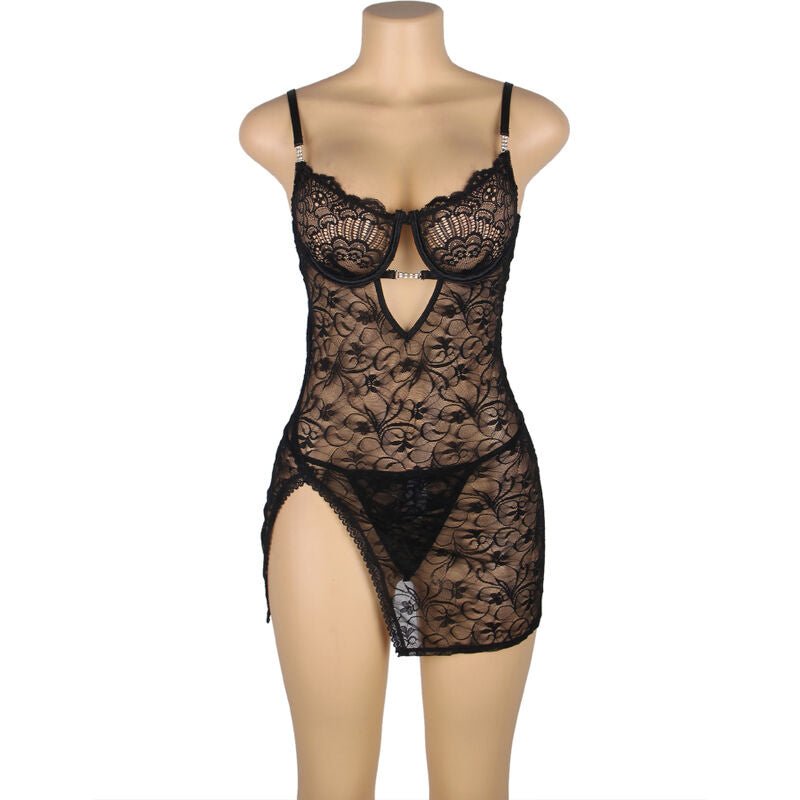 SUBBLIME - 954185 LACE BABYDOLL WITH ADJUSTABLE STRAPS BLACK S/M - Toys "n" Us