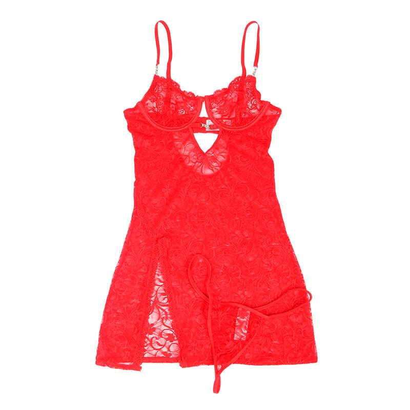 SUBBLIME - 954208 LACE BABYDOLL WITH ADJUSTABLE STRAPS RED S/M - Toys "n" Us
