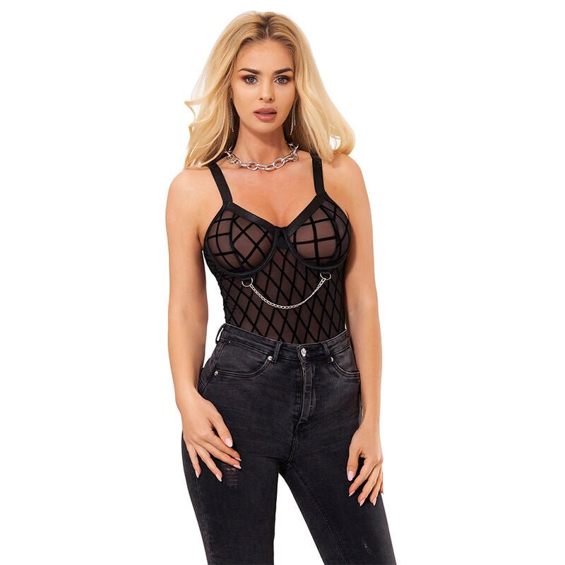SUBBLIME - 954260 BODY WITH CHAINS + GARTER BELT BLACK S/M - Toys "n" Us