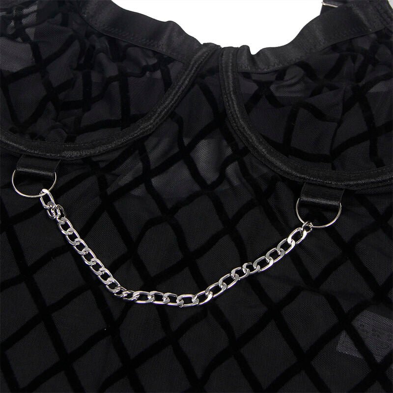 SUBBLIME - 954260 BODY WITH CHAINS + GARTER BELT BLACK S/M - Toys "n" Us