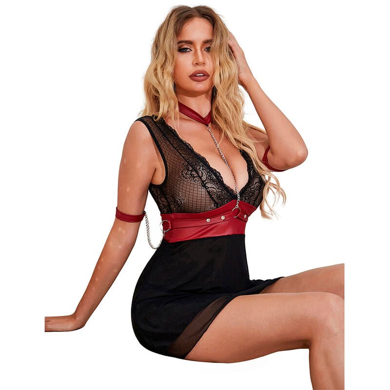 SUBBLIME - 954437 LACE BONDAGE DRESS BLACK L/XL - Toys "n" Us