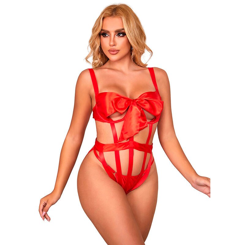 SUBBLIME - 954475 SEXY OPENWORK BODY WITH BOW RED L/XL - Toys "n" Us