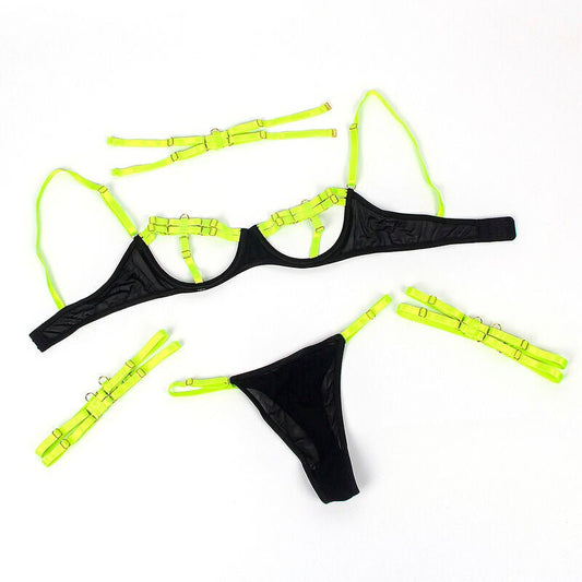 SUBBLIME - 955274 BRA SET WITH NECKLACE AND LEG DETAILS FLUORESCENT GREEN S/M - Toys "n" Us