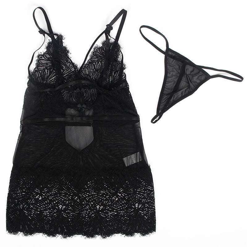 SUBBLIME - BABYDOLL COM ALAS DE RENDA AJUSTVEIS PRETO S/M - Toys "n" Us