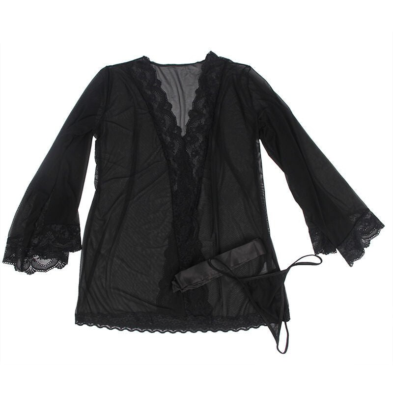 SUBBLIME - ROBE DE TECIDO TRANSPARENTE COM DETALHE DE RENDA PRETO S/M - Toys "n" Us
