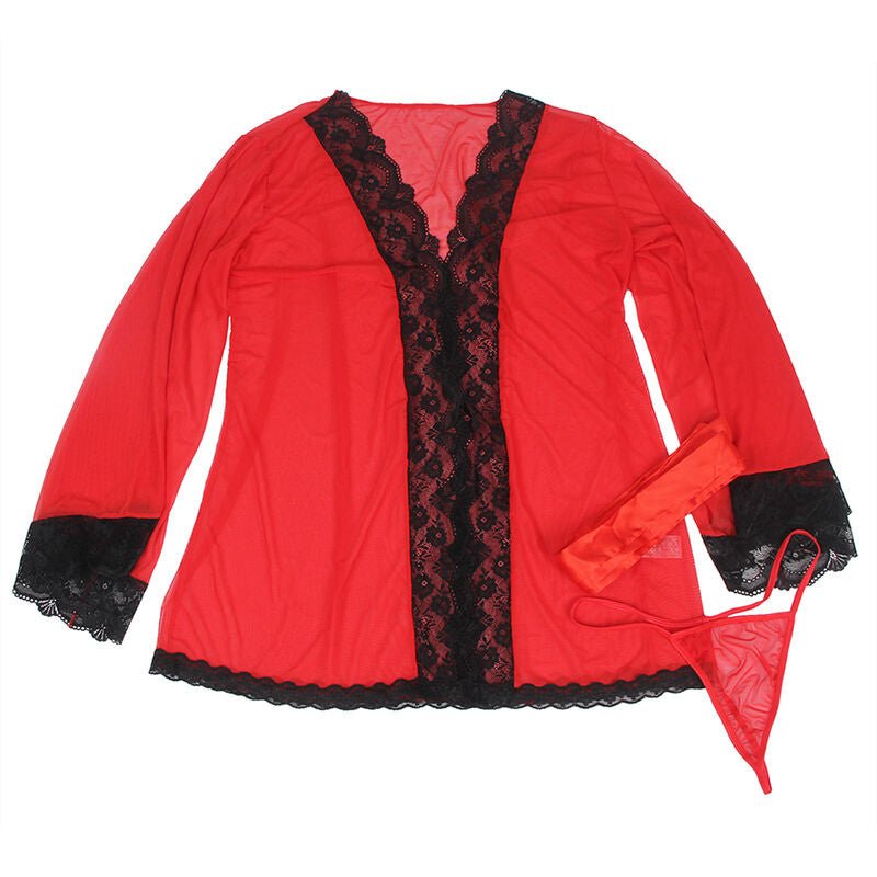 SUBBLIME - ROBE EM TECIDO TRANSPARENTE COM DETALHE DE RENDA VERMELHO S/M - Toys "n" Us