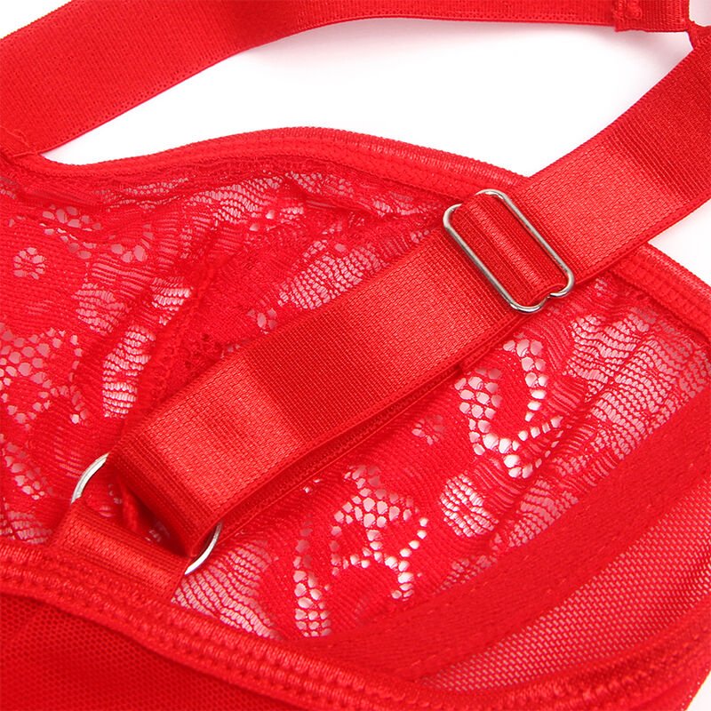SUBBLIME - TEDDY WITH GARTER WITH LACE DETAIL AND STRIPS RED L/XL - Toys "n" Us