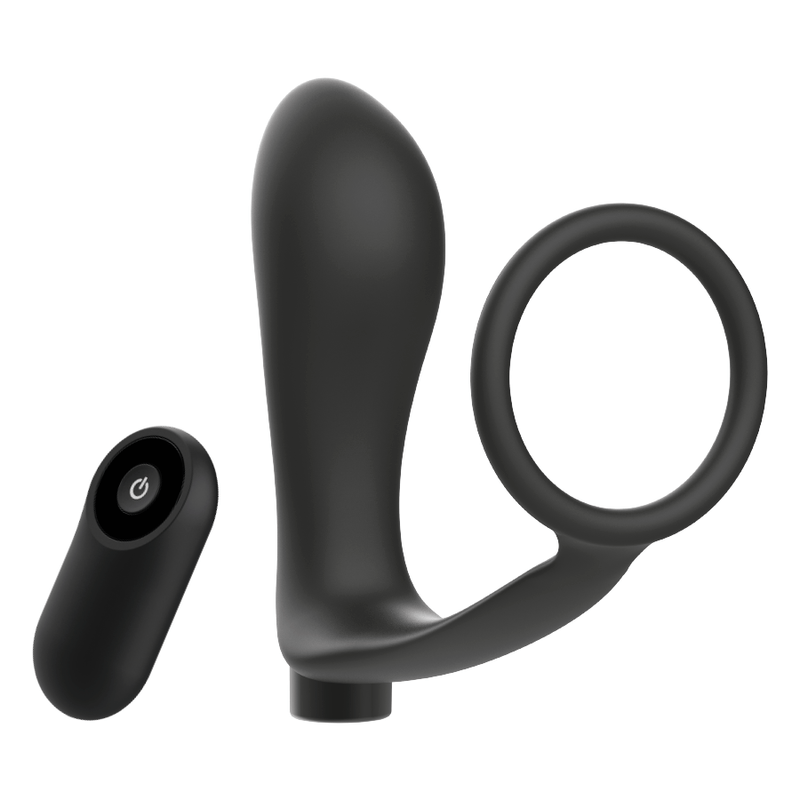 ADDICTED TOYS - ANEL DE PÊNIS COM CONTROLE REMOTO PLUG ANAL PRETO RECARREGVEL - Toys "n" Us