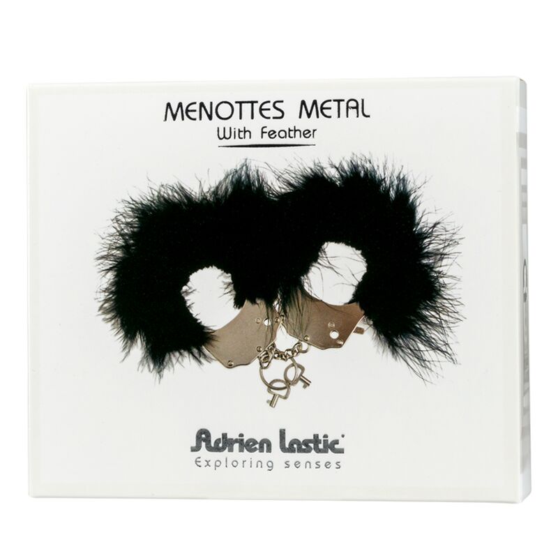 ADRIEN LASTIC - METAL HANDCUFFS WITH BLACK FEATHERS - Toys "n" Us