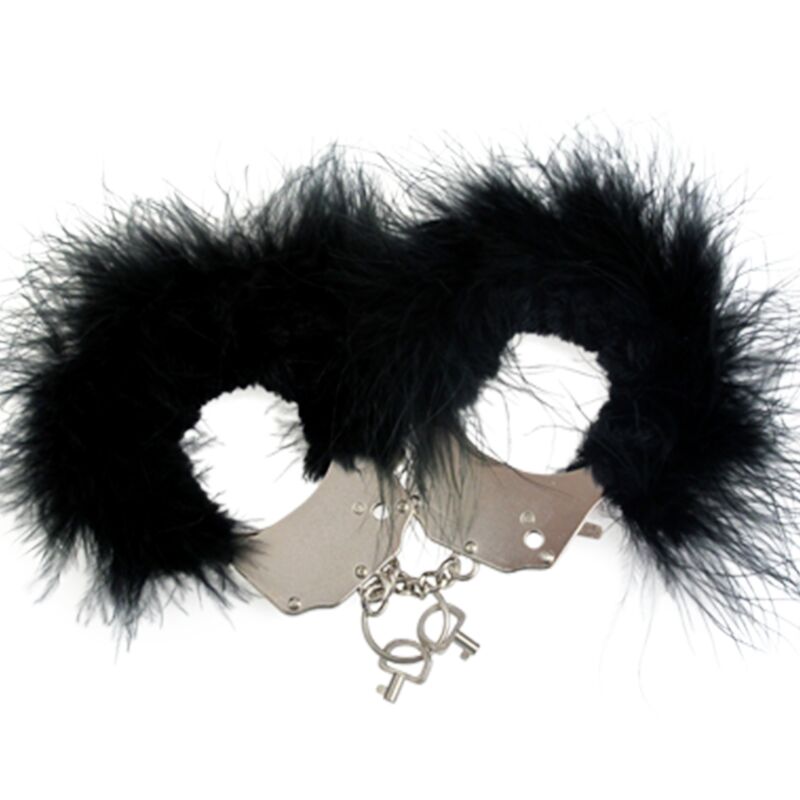 ADRIEN LASTIC - METAL HANDCUFFS WITH BLACK FEATHERS - Toys "n" Us
