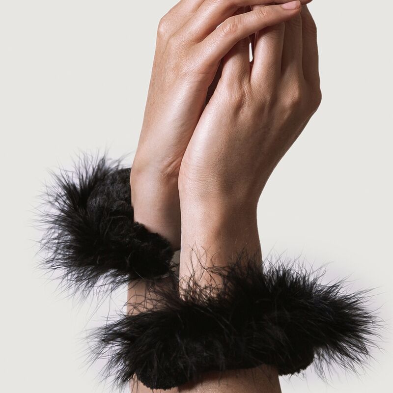 ADRIEN LASTIC - METAL HANDCUFFS WITH BLACK FEATHERS - Toys "n" Us