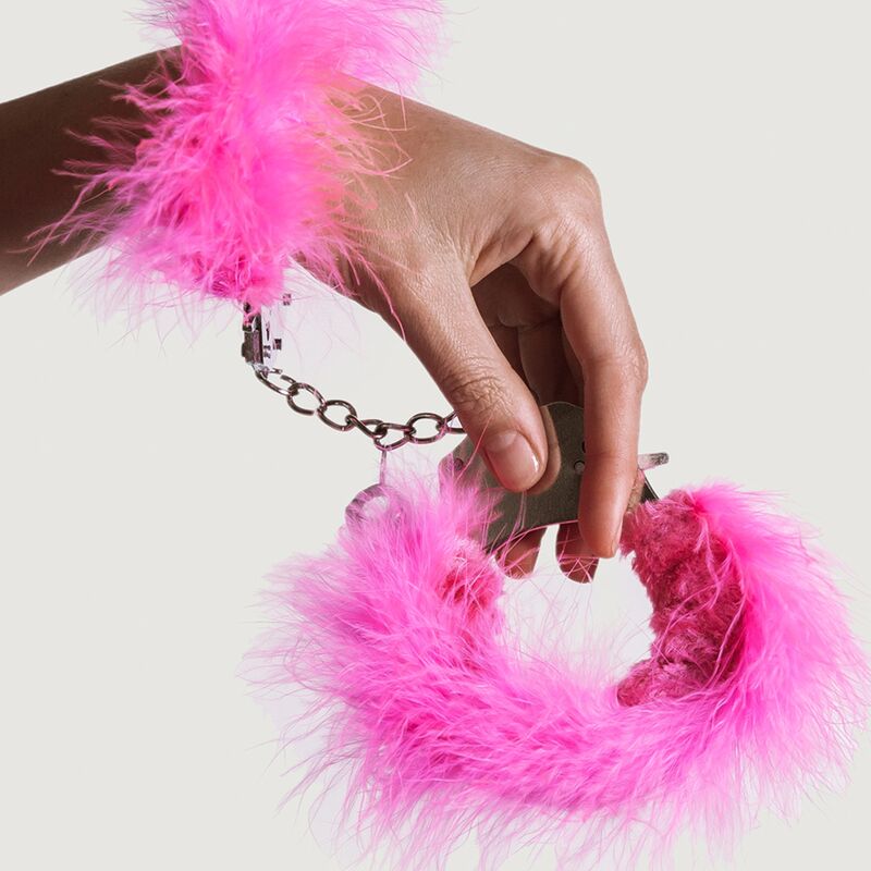 ADRIEN LASTIC - METAL HANDCUFFS WITH PINK FEATHERS - Toys "n" Us