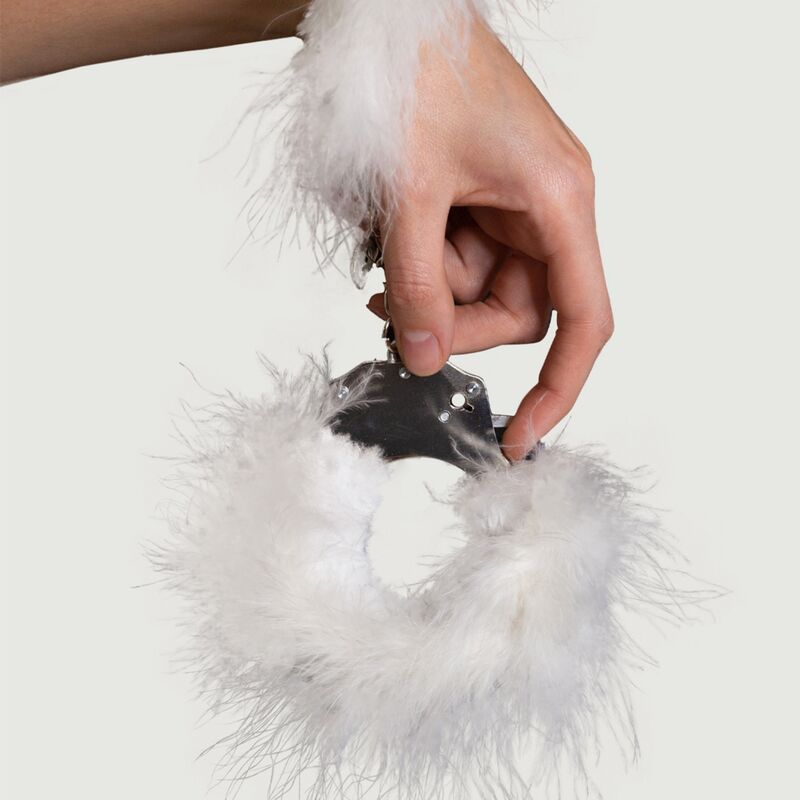 ADRIEN LASTIC - METAL HANDCUFFS WITH WHITE FEATHERS - Toys "n" Us