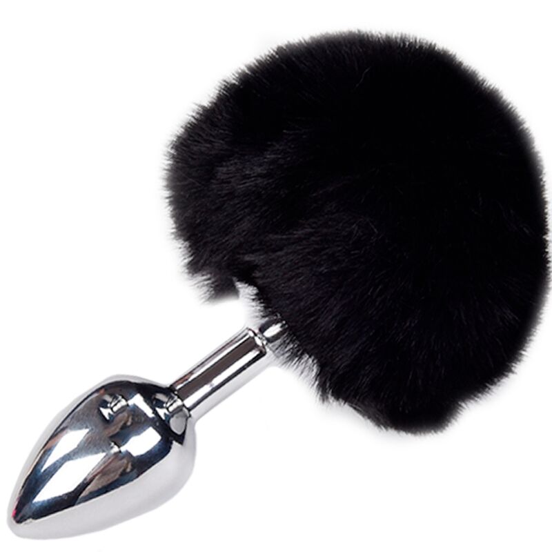 ALIVE - ANAL PLEASURE PLUG SMOOTH METAL FLUFFY BLACK SIZE L - Toys "n" Us