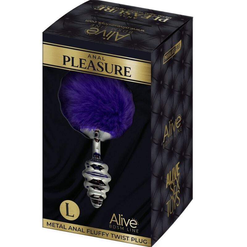 ALIVE - ANAL PLEASURE PLUG SPIRAL METAL FLUFFY DARK VIOLET SIZE L - Toys "n" Us