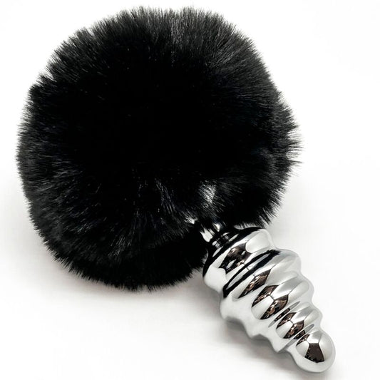 ALIVE - PLUG DE PRAZER ANAL ESPIRAL METAL FLUFFY PRETO TAMANHO M - Toys "n" Us