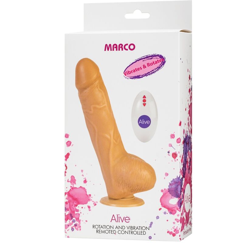 ALIVE - VIBRADOR DE PÊNIS MARCO REALÍSTICO E CONTROLE REMOTO ROTADOR 19 CM - Toys "n" Us