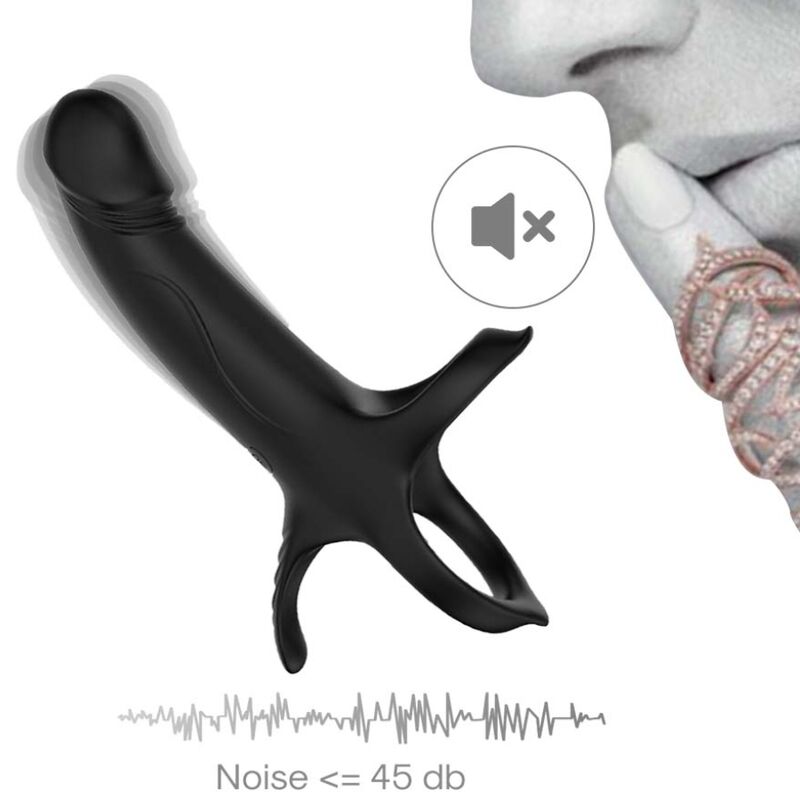 ARMONY - DILDO COM ANEL E VIBRADOR PRETO - Toys "n" Us