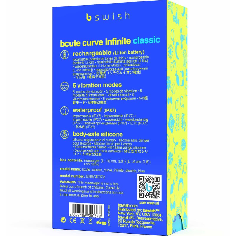 B SWISH - BCUTE CURVE INFINITE CLASSIC RECHARGEABLE VIBRATOR BLUE SILICONE - Toys "n" Us